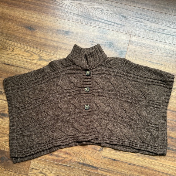 Decree Brown Knit Poncho Small - Picture 3 of 6